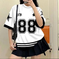 Y2K 88 Star Oversized Pattern T Shirt Women's Street Wear Retro Aesthetic Crop Top Korean Fashion 3D
