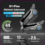 [op040] X1 Plus Motorcycle Helmet Intercom Headset Bluetooth Waterproof Moter Interphone for 2 Rider