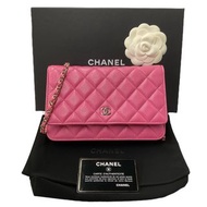 CHANEL 香奈兒 經典款 粉紅色 荔枝皮 WOC