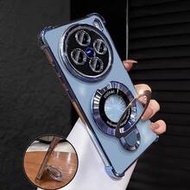 Luxury Electroplated Transparent Blue Phone Case With Magnetic Ring Holder, Rhinestone Studded Y2K S