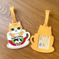 Meow 香港限定港式奶茶貓貓PVC行李牌-附手帶