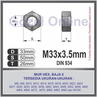 Hex nut - steel 8.8 - M33 pitch 3.5mm - 26mm thick - Key 50