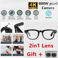 2 in1 4K Smart AI Glasses 800W pixel AI Shooting Camera HD Photo Video Voice Call Translation Waterp