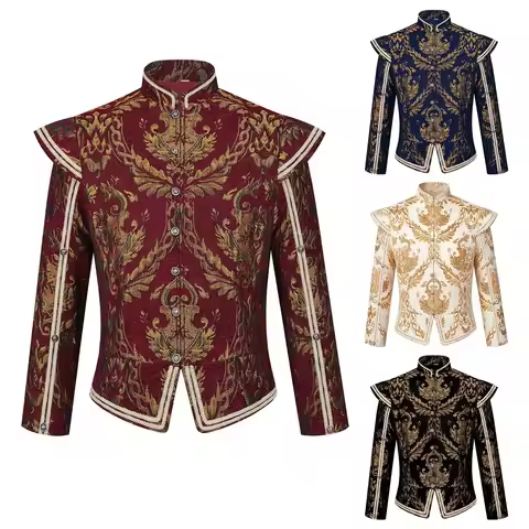 Renaissance Men Tudor Noble Costume Set Elizabethan Era Royal Prince King Historical Cosplay Outfit