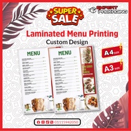 Print Custom Laminated Menu ~ Laminated Menu Printing / A4 menu / A3 menu