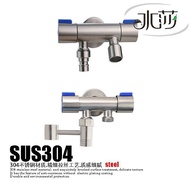 SHUISHA SUS 304 Stainless Steel Toilet Bidet Dual Use Valve Double Outlet Two Way 2 Handle Control Tap Faucet Multifunctional Spigot Water Splitter