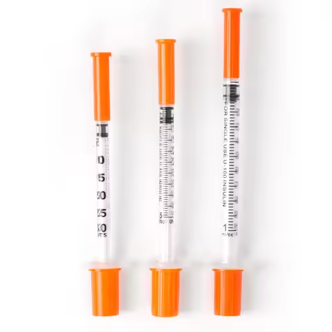 50/100Pcs 0.3/0.5/1ML Disposable Plastic Veterinary Syringe Orange Cap Sterile Insulin Syringe With 