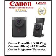 Canon PowerShot V10 Vlog Camera (Silver)(15 Months Canon Singapore Warranty)(Free Gifts)