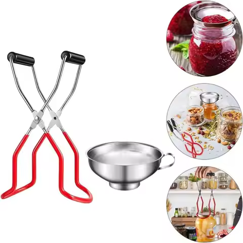 Stainless Steel Canning Jar Lifter KitchenTool with Grip Handle Anti-Clip Can Tong Clip Heat Resista