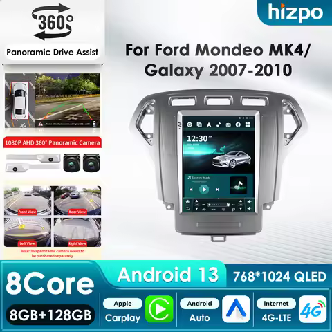 Hizpo 2Din 360Camera Car Intelligent Systems Android 13 Car Radio for Ford Mondeo 4 2006-2010 Multim
