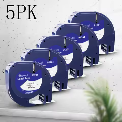 2PK/5PK 91201 12mm LT Tape Replace for Dymo Letratag Label Tape 91331 91200 12267 91202 91203 for Dy