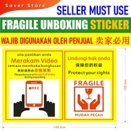 A6 Size Fragile Sticker Unboxing Sticker Unpacking Sticker Alert Sticker A6 Size Caution Sticker War