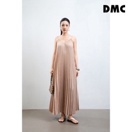 DMC Beige Pleated Woven Maxi Dress (Beige Pleated Woven Maxi Dress)