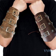 [YYF] Leather Arm Guard Men Punk Rock Strap Wrist Guard Role-Playing Stage Props Leather Cycling Wrist Guard