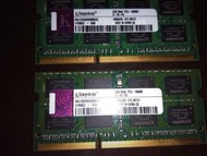 Kingston SO-DIMM 1.5v DDR3 1333 2G x 2 = 4GB 筆記型記憶體 NB記憶體