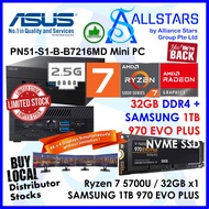 (ALLSTARS : Mini PC Promo) ASUS PN51 Ryzen7 5700U / PN51-S1-B-B7216MD +32GB 3200MHz + Samsung 970 EVO Plus 1TB NVME SSD + Unactivated MS Win10 Home (AMD Ryzen 7 5700U / WiFi 6 / BT5.0 / 2.5 LAN / HDMI+DP / USB3.2 Type-C+Type-A / Wired KB+Mse)
