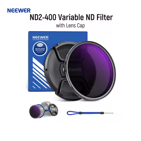 NEEWER 67mm ND2-400 Variable ND Filter with Lens Cap, Lanyard, Cleaning Cloth, Precise Neutral Densi
