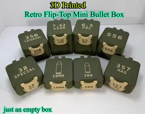 10mm/380/5.56/.223/6.5 PRC/357 MAG Flip-Top Mini Bullet Storage Box Suitable Different Calibers 3D P