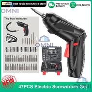 47PCS Electric Screwdriver Set 4.2V Cordless Drill USB Rechargeable Battery Mini Wireless Power Tool