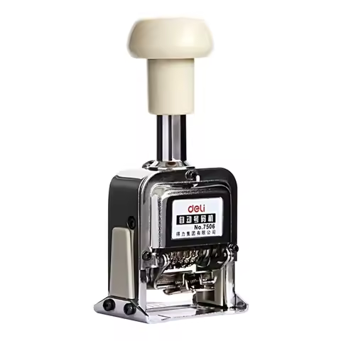 Deli 7506-7515 Heavy Duty Automatic Numbering Machine, 3-15 Bits/ Wheel Date Page Business Stamp For