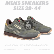 100% BNIB Sepatu Sneakers CAsual Kasual Pria-reebok-Classic Leather Dark Olive Brown Suede Size 39 -