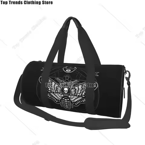 Black Skull Moth Dead Gym Bag Head Mystical Symbol Waterproof Sports Bags Gym Accessories Travel Han