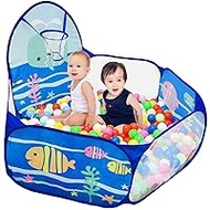 Kids Ball Pit, Pop Up Children Play Tent, Toddler Ball Pool Baby Crawl Playpen with Basketball Hoop, Portable Toys Gifts for Girls Boys - Balls Not Included, 4ft/120cm, Ocean