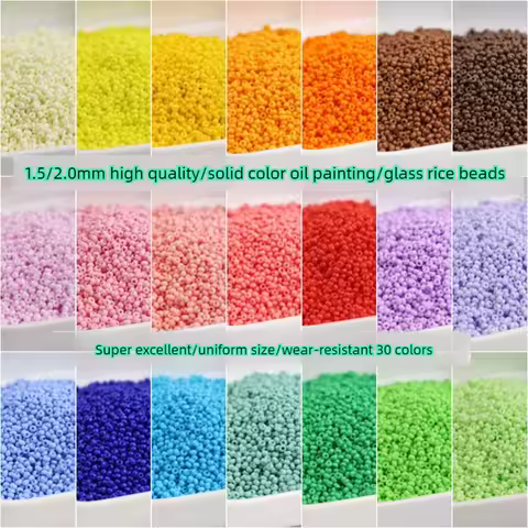 1.5/2 mm DIY Bead Clothing Loose Beads Super Excellent High Color Preserving Solid Color Glass Rice 