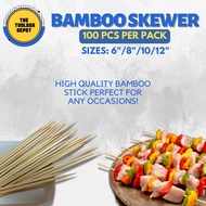 [100's] Bamboo Skewers BBQ Sticks (Round) 3mm [6inches / 8inches / 10inches / 12inches]