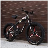 Fashionable Simplicity 26 Inch Hardtail Mountain Bike Adult Fat Tire Mountain Bicycle Mechanical Disc Brakes Front Suspension Men Womens Bikes (Color : Black 3 Spokes, Size : 24 Speed)
