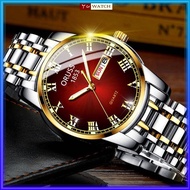 ORUSS Men's Watch Quartz Stainless Steel Automatic watch for men women Waterproof Luminous Dual Calendar casual couple watch