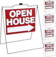 Gisafai 5 Pieces 32 x 28 Inch a Frame Metal Holder with 24 x 18 Inch Double Sided Open House Signs F