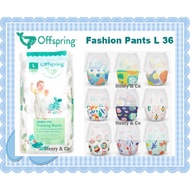 Offspring Diaper Pants L 36 pcs (9 to 14 kg) [Chlorine-Free Baby Diapers] Fashion Pants Boys and Gir