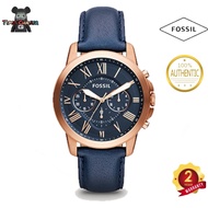 [ OFFICIAL WARRANTY ] FOSSIL FS4835IE Grant Chronograph Navy Leather Watch