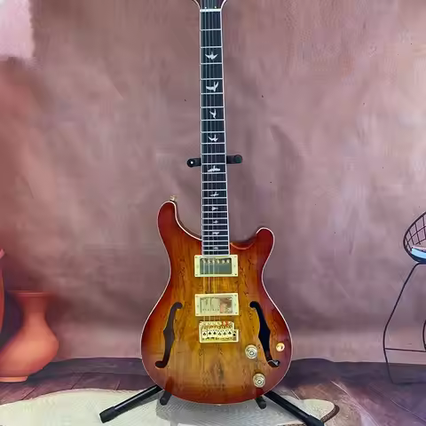 High Quality Sunset Color F-hole PRS Electric Guitar Semi Hollow Body HH Pickups