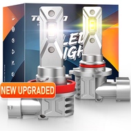 TUFFOO 1 Pair Car LED Fog Light Bulb H8/H11/H16(JP)/9006/HB4/881/H27/880 Dual Color/White /3000K Amb