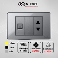 Tenko lan network socket with 2-pin wall socket, rectangular face, cellophane-coated plastic TK-C9-0