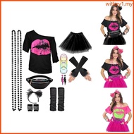 WIT 80s Costume Accessories Women 80s Retro Party Dress Fishnet Gloves Leg Warmers