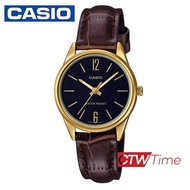 ส่งฟรี !! Casio นาฬิกาข้อมือผู้หญิง สายหนัง รุ่น LTP-V005GL-1BUDF (หน้าดำ)