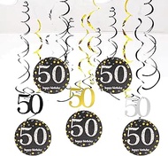 50th Birthday Decoration, 50th Birthday Decoration Spirals Set, 22 Pieces 50th Birthday Hanging Deco
