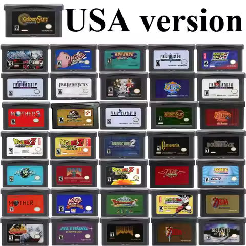 37 Styles USA GBA Video Game Cartridge 32 Bit Games Card Turbo Revival Klonoa Advance Wars Shining S