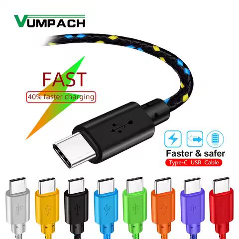 USB Type C Cable Nylon Fast Charging Data Cable for Samsung S10 S9 Note 9 Oneplus xiaomi Huawei Mobi