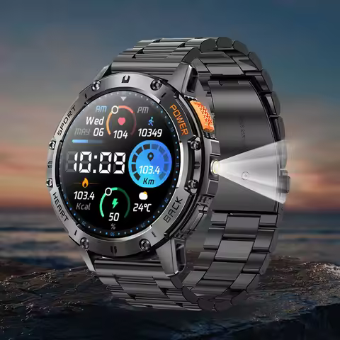 LIGE 1.43 Inch AMOLED Screen Bluetooth Call Flashlight 530mAh Outdoor Men Smart Watch Sports Health 