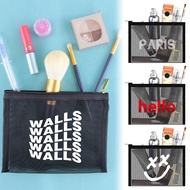 Makeup Bag Mesh Makeup Travel Zip Pouch Cosmetic Wallet Bag Nylon Portable See-Through Mesh Cosmetic