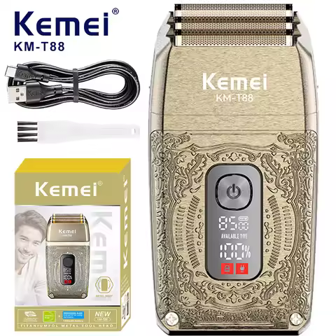 Kemei Compound Three Knife Net Shaver Digital Display Electric Shaver Head Oil Head Gradient Shaver 