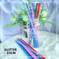 23CM COLORFUL REUSABLE GLITTER STRAW / GLITTER STRAW TUMBLER / DRINKING GLITTER STRAW