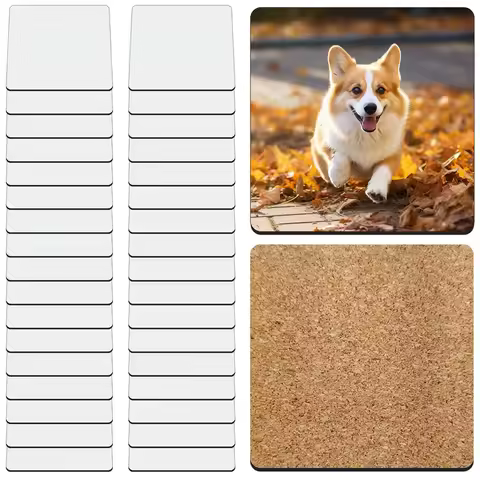 30 Pcs Sublimation Square Coaster Blanks Bulk with Cork Back MDF Sublimation Coasters Blanks Cork 3.