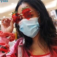 YVE Rimless Sun Glasses, Street Snap Metal Strawberry Sunglasses, Hip Hop Halloween Costume Y2K Shad