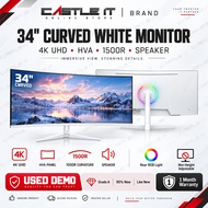 Castle IT 34" Curved 4K UHD Monitor White HVA 1500R Speaker RGB Used Demo