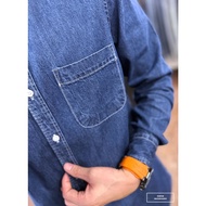 E7th.tannin Car Line Pocket Denim Shirt-Dark Blue (E7B88212208)